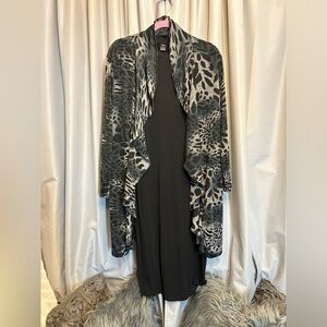 2pc Animal Print Cardigan and midi dress Large 0331 #48